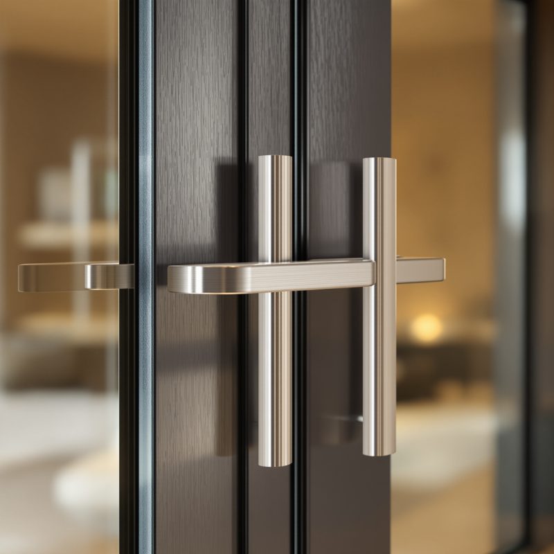 Porte patio aluminium noir mat moderne grande maison